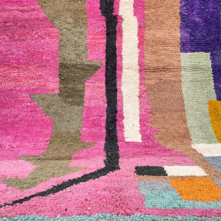 vintage pink moroccan berber wool rug with abstract geometric design 302 x 210 cm