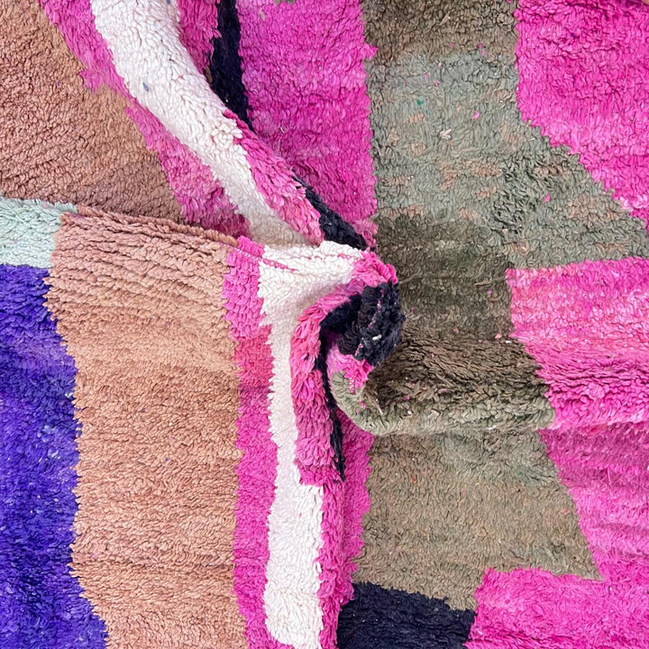vintage pink moroccan berber wool rug with abstract geometric design 302 x 210 cm