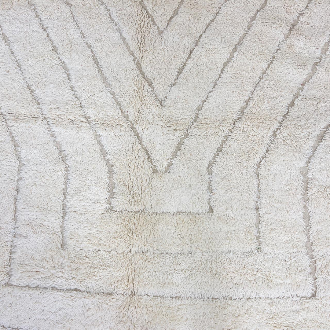 White Moroccan rug minimalist carved wool Berber rug neutral geometric area rug