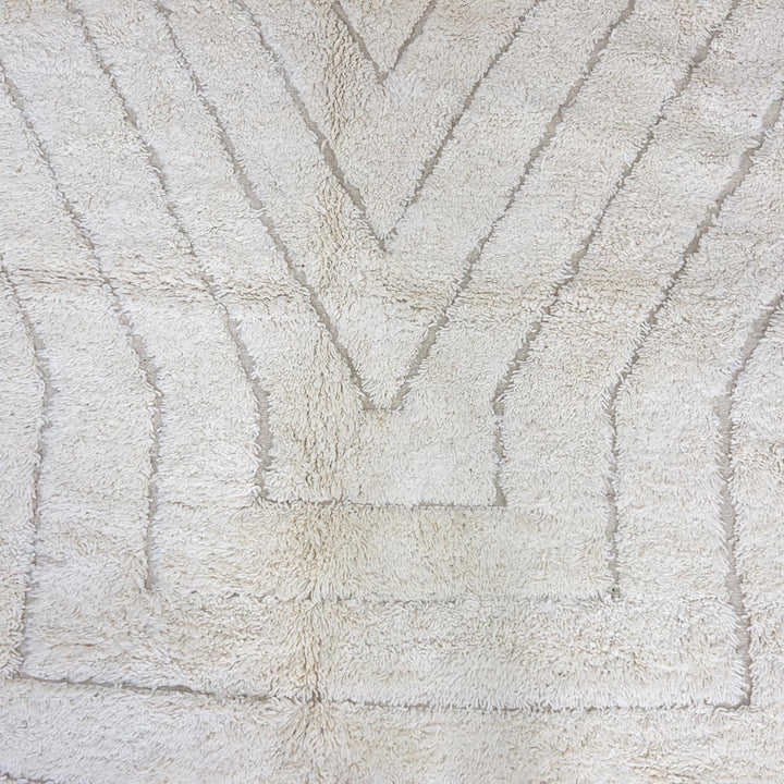 White Moroccan rug minimalist carved wool Berber rug neutral geometric area rug