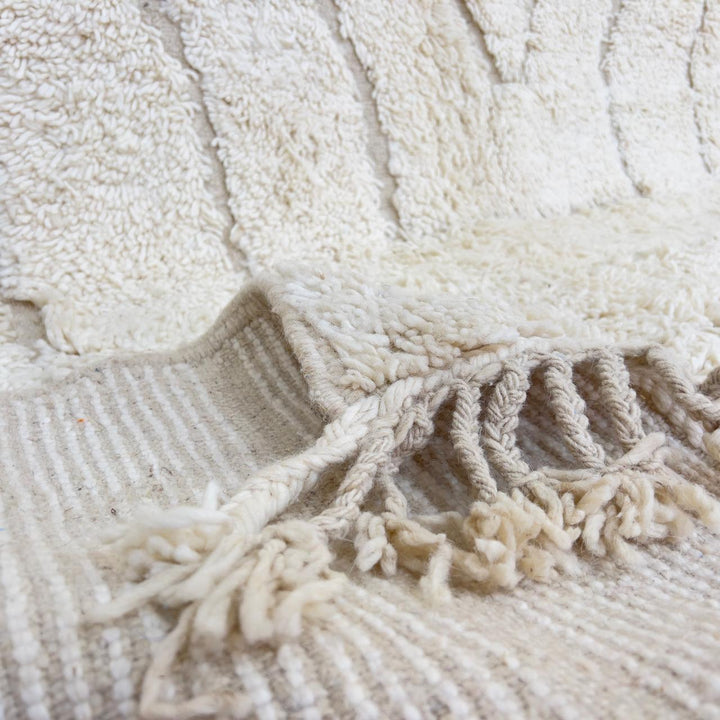 White Moroccan rug minimalist carved wool Berber rug neutral geometric area rug