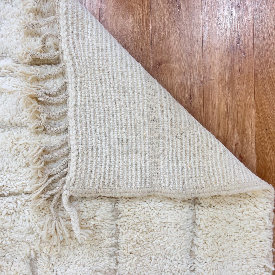 White Moroccan rug minimalist carved wool Berber rug neutral geometric area rug