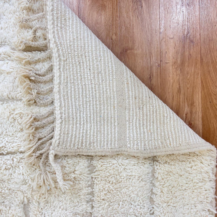 White Moroccan rug minimalist carved wool Berber rug neutral geometric area rug
