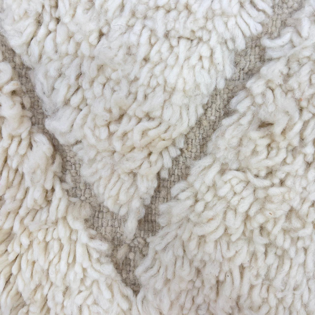 White Moroccan rug minimalist carved wool Berber rug neutral geometric area rug
