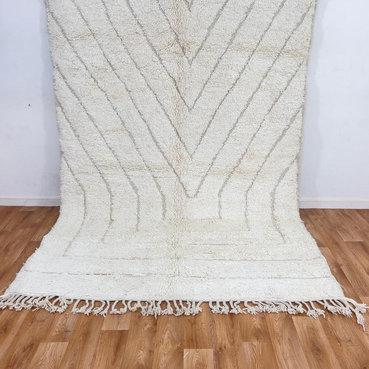 White Moroccan rug minimalist carved wool Berber rug neutral geometric area rug