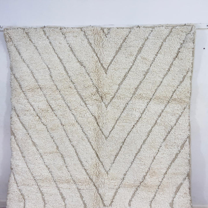 White Moroccan rug minimalist carved wool Berber rug neutral geometric area rug