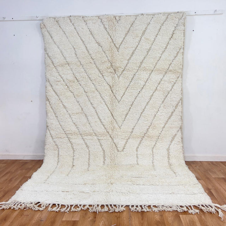 White Moroccan rug minimalist carved wool Berber rug neutral geometric area rug